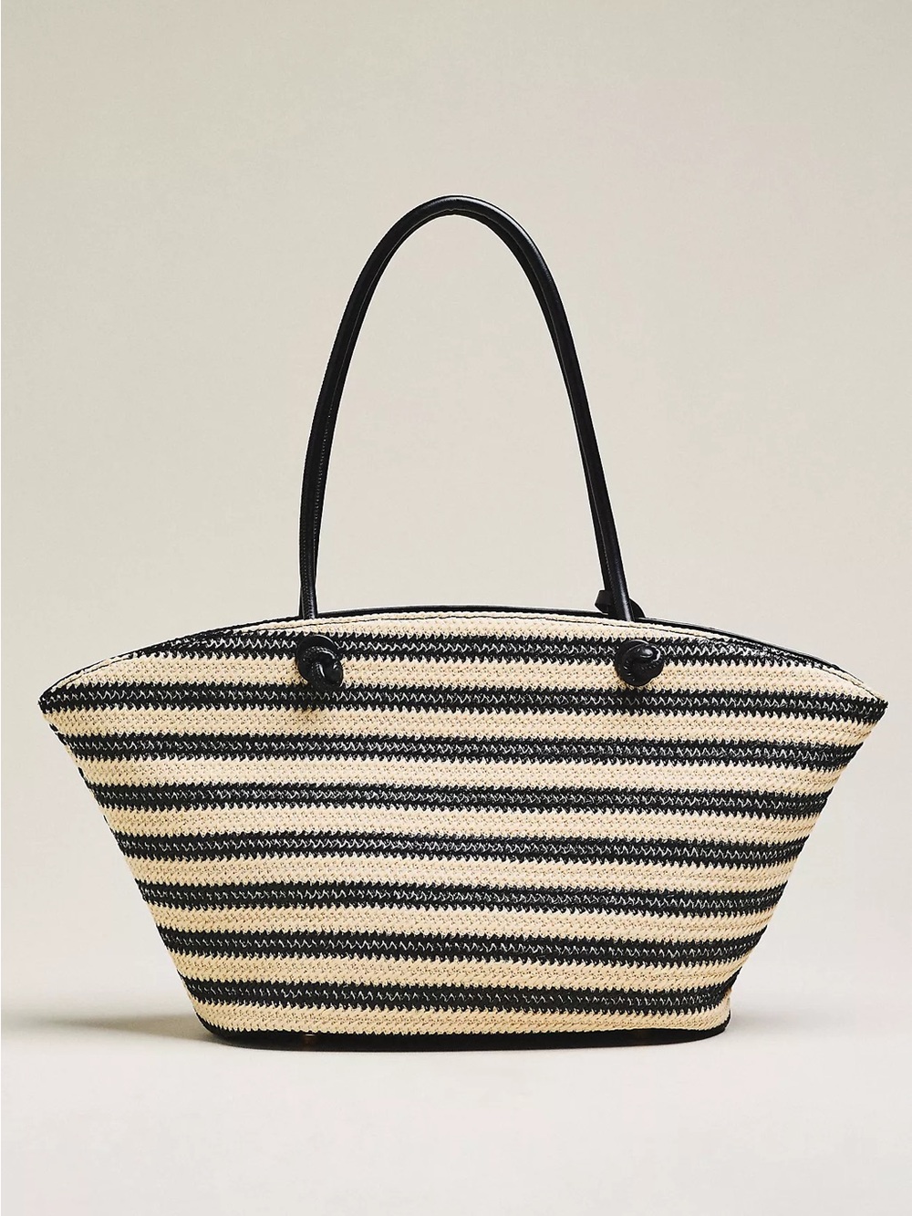 NWT Anthropologie Aota Jessica Raffia Tote Bag Black - Picture 2 of 6